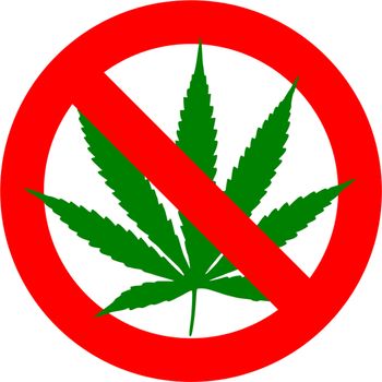 No cannabis sign isolated over white background