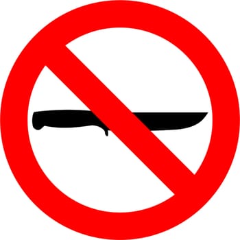 Knifes forbidden sign isolated over white background