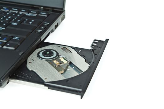 close up of a dvd  laptop tray