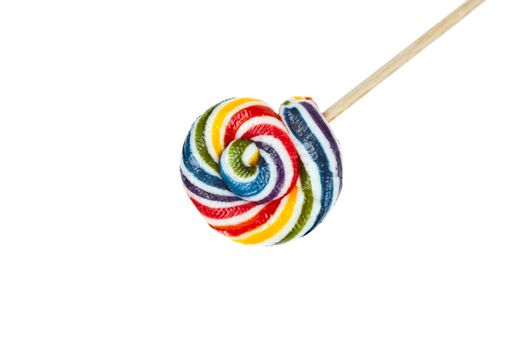 Group of Colorful spiral lollipop isolated on white background