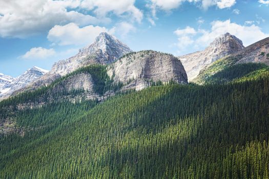 View of the Rocky Mountains in Alberta, Canada 