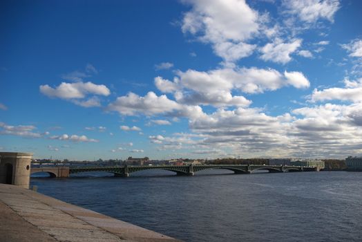 bridge through river Neva in St. Petersburg