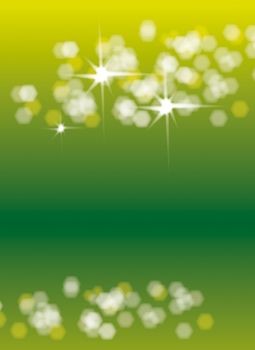 A green based background with soft focus light effects and stars. Ideal Christmas background. Space for copy etc.