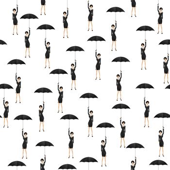 Girl with umbrella pattern