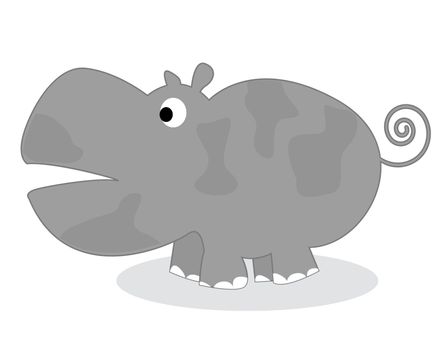 Clip art hippo, isolated object over white background