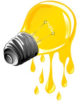 dripping energy light bulb. Isolated and grouped objects over white background