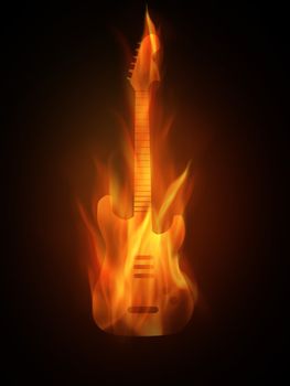 The hot burning contour of a guitar