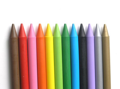Colored crayons