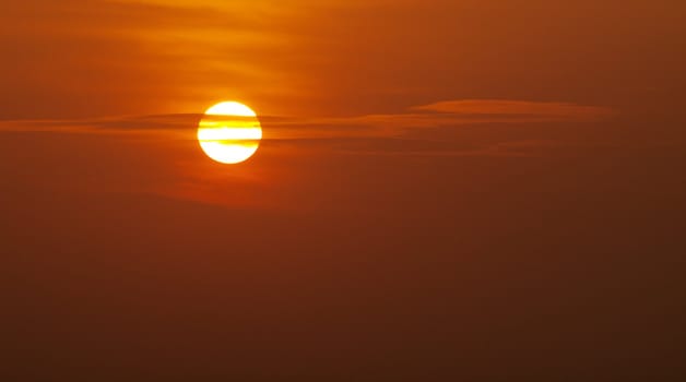 Beautiful red sunset with thin clouds in Malaysia
