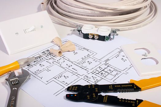 The electric scheme, devices and tools for work in house conditions.