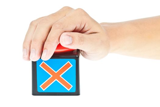 Hand push on Red botton
