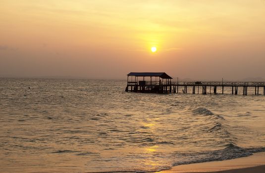 Beautiful sunset on Pulau Besar island in Malaysia