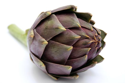 a raw artichoke isolated on white