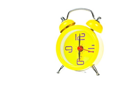 Clock, Yellow clock, showing nine o'clock, Isolated