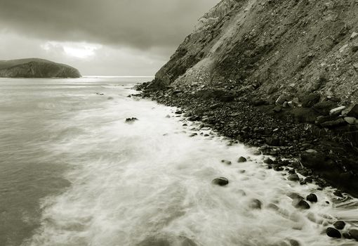Calm image of the rocks in the sea shore
