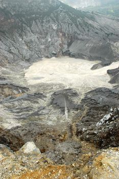 panoramic view of tangkuban perahu crater in bandung, west java-indonesia