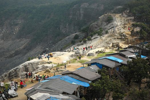 panoramic view of tangkuban perahu crater in bandung, west java-indonesia