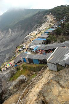 panoramic view of tangkuban perahu crater in bandung, west java-indonesia