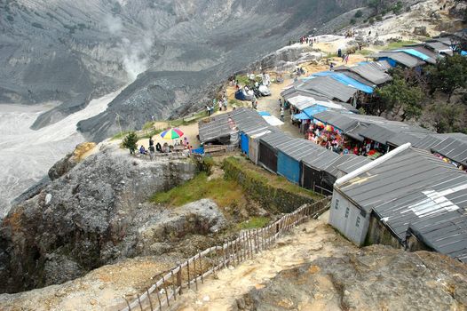 panoramic view of tangkuban perahu crater in bandung, west java-indonesia