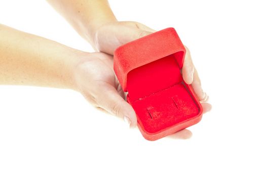 Hand, Open gift over white background