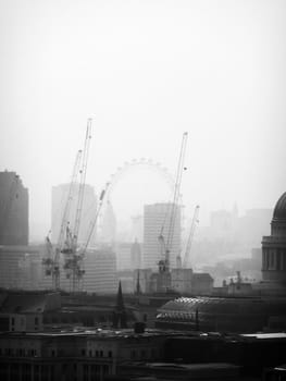 An aerial view of the cityscape of London.