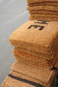 traditional hand made rug from coconut tree