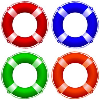 life buoy collection against white background, abstract vector art illustration