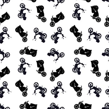 motorcycle pattern, abstract seamless texture; vector art illustration