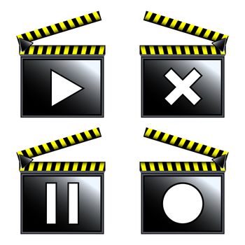 movie cinema clapboard icons; vector art illustration