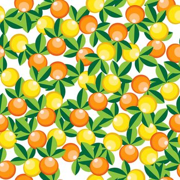oranges and lemons pattern, abstract seamless texture; vector art illustration