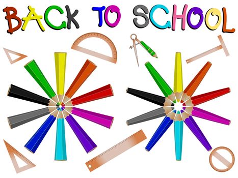 pencils school banner against white background, abstract vector art illustration
