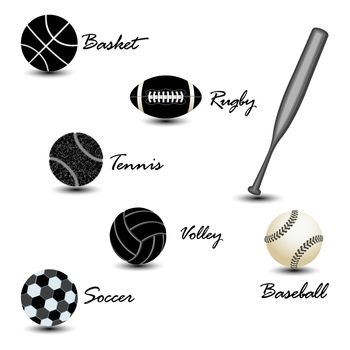 sport balls against white background, abstract vector art illustration