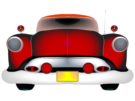 red classic car against white background, abstract vector art illustration