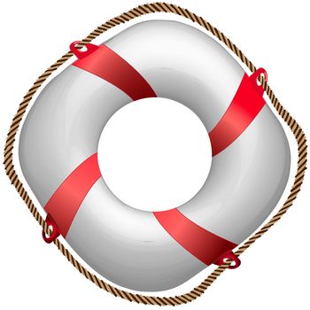 twisted red life buoy, abstract vector art illustration