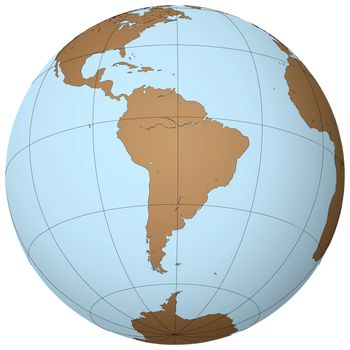 south america on earth, abstract vector art illustration