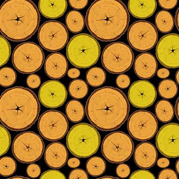 wood seamless pattern against black background, abstract texture; vector art illustration