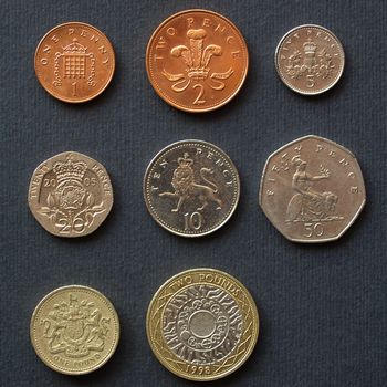 Range of British Pound coins (UK currency)