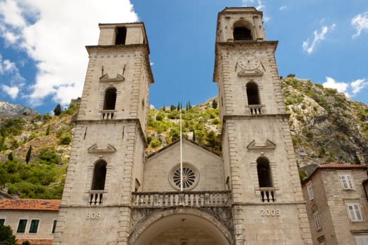 Old and beauty Cathedral of St Tryphon, Kotor - UNESCO City, Montenegro