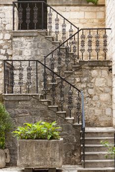 Kotor, Montenegro, Beauty pattern stones stairs. UNESCO town.