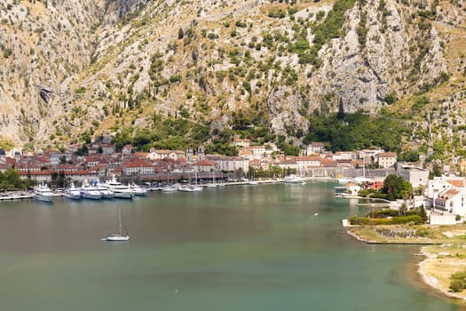 Aerial view on old town of Kotor - UNESCO place - Montenegro.