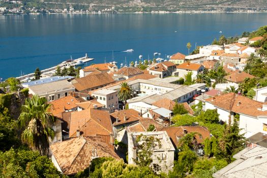 View on red roofs in Herceg Novi town - Montenegro