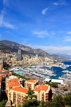 Aerial view of downtown Monte-Carlo in Monaco 