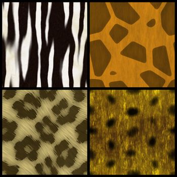 Set of animal print swatches that all tile seamlessly as a pattern.