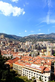 Aerial view of downtown Monte-Carlo in Monaco 