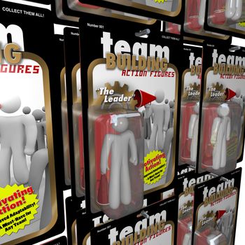 A symbolic representation of the many choices before your company or orgnaization when shopping around or recruiting for just the right person to fill your top leadership position, shown here as action figures on store racks