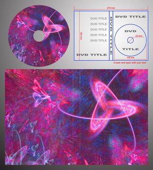 Abstract design template for dvd label and box-cover. Based on rendering of 3d fractal graphics. For using create new layer with your text.