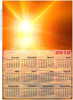 Abstract design template for 2010 calendar. Based on rendering of 3d fractal graphics. For using create new layer with your text and image.