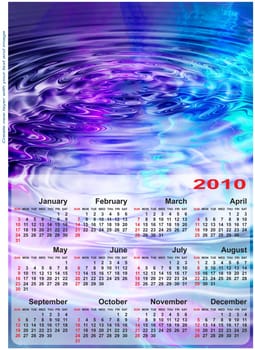 Abstract design template for 2010 calendar. Based on rendering of 3d fractal graphics. For using create new layer with your text and image.