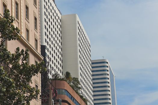 An office building with blue sky