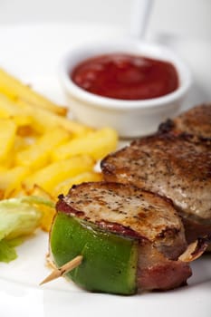 grilled fillet of pork and french fries